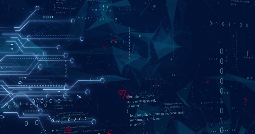 Abstract Circuit Board with Digital Data Stream
