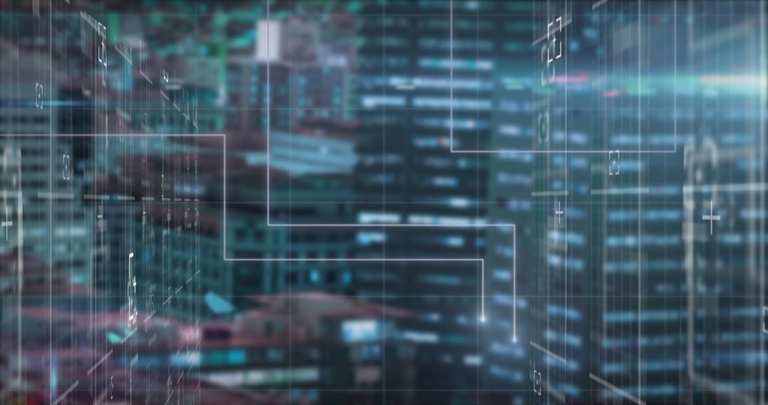 Data Connections Overlay on Modern Cityscape