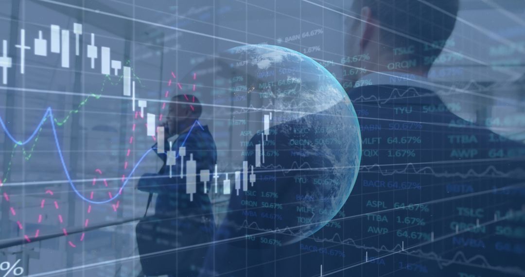 Global Finance Concepts with Digital Interface Overlay