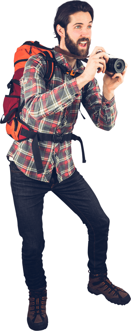 Transparent Image of Hiker Photographing While Hiking Trail