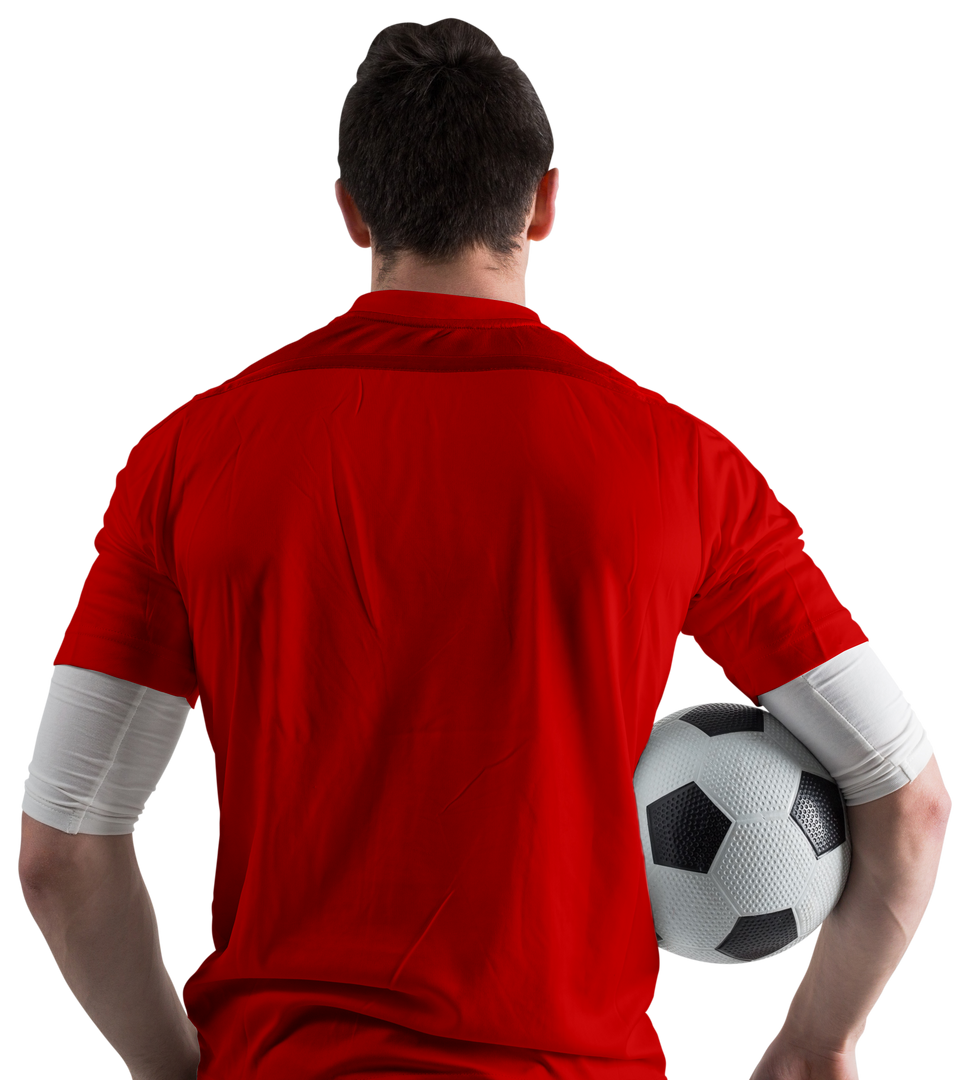 Transparent Rear View of Soccer Player in Red Jersey Holding Soccer Ball - Download Free Stock Images Pikwizard.com