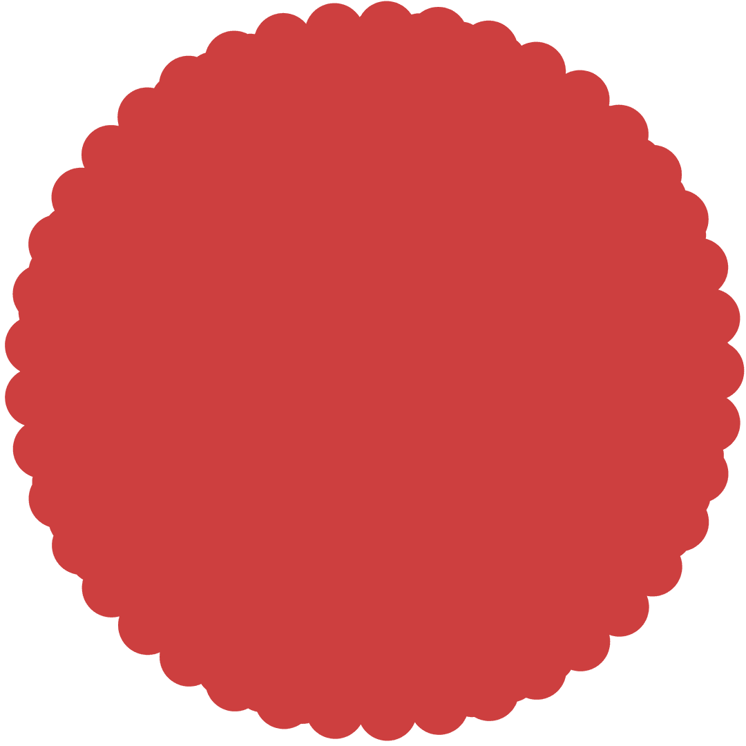 Abstract Red Scalloped Circle on Transparent Background