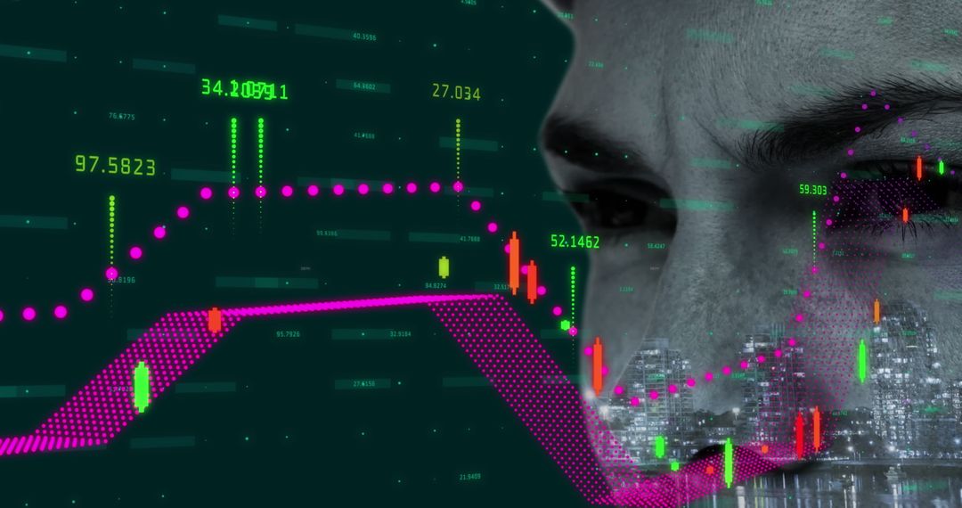 Close-up of Woman Analyzing Financial Data Technology Concept