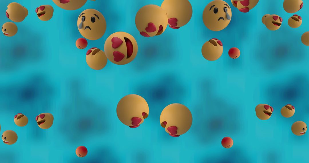 Falling Emojis on Blue Background Illustration - Free Images, Stock Photos and Pictures on Pikwizard.com