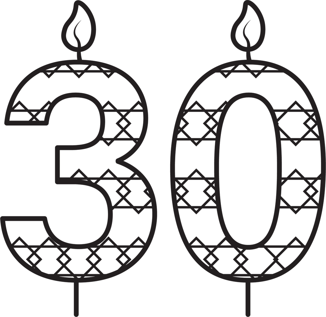 Transparent 30 Birthday Candle Illustration with Flames - Download Free Stock Images Pikwizard.com