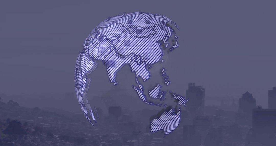 Digital Globe Visualization Overlaying Urban Skyline