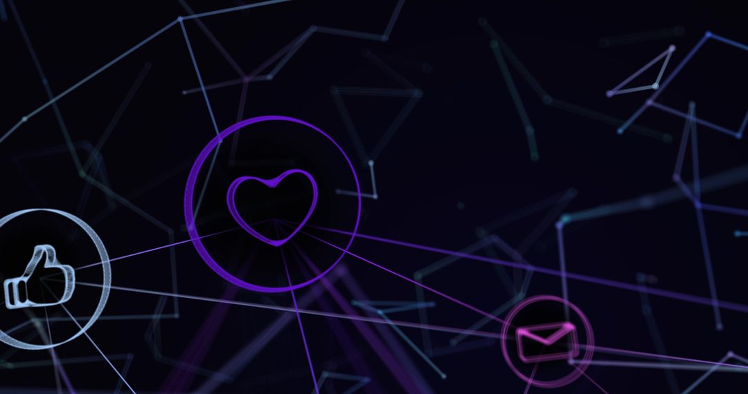 Futuristic Digital Network with Icons in Motion