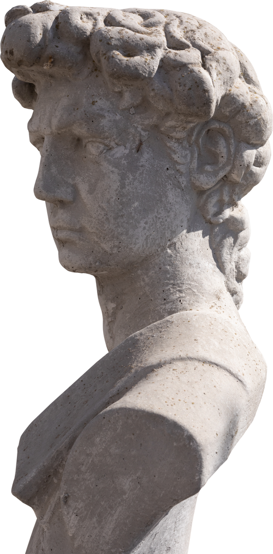 Transparent Weathered Stone Sculpture of Man's Bust Close-Up - Download Free Stock Images Pikwizard.com