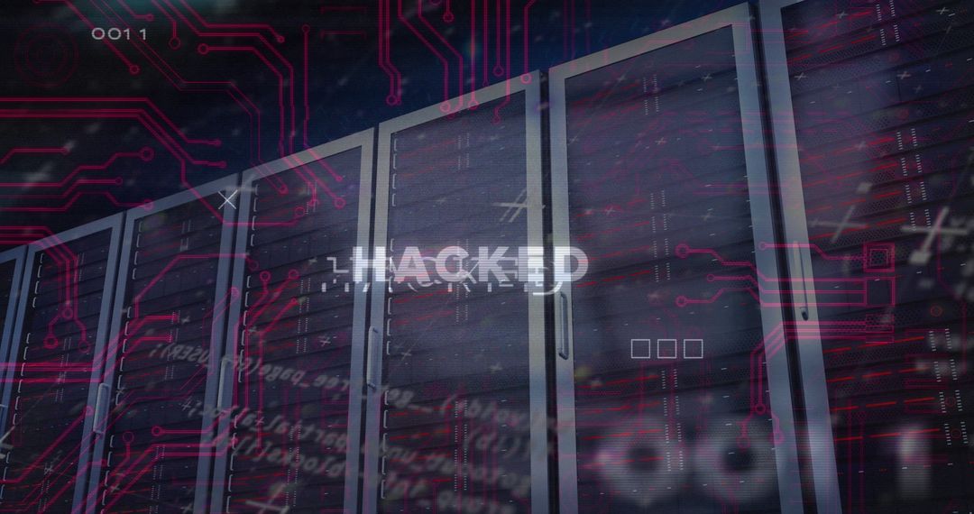 Cybersecurity Breach Concept with Hacked Server Room Visual