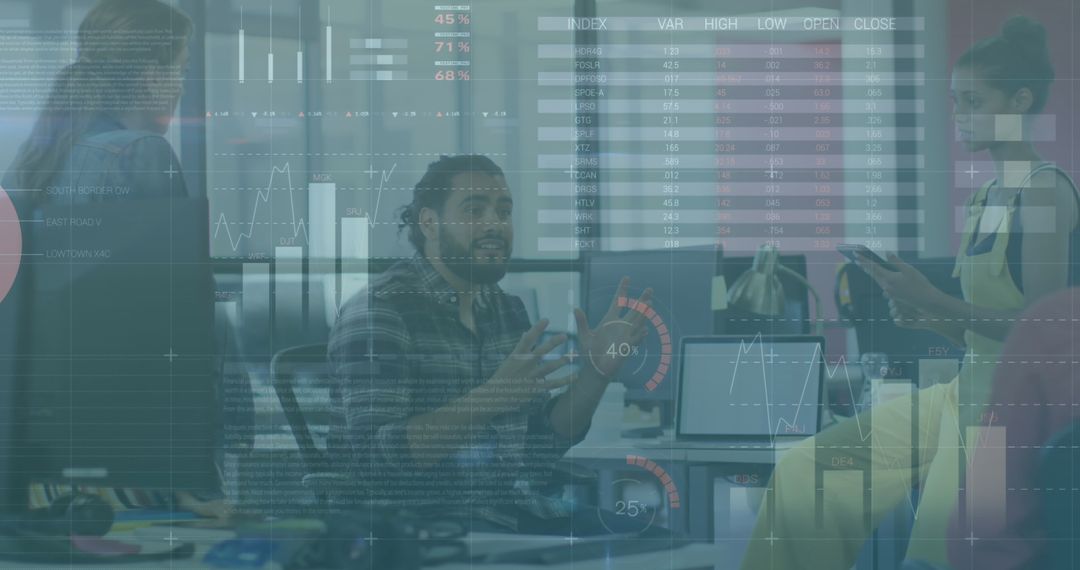 Diverse Team Collaborating with Financial Data Analytics