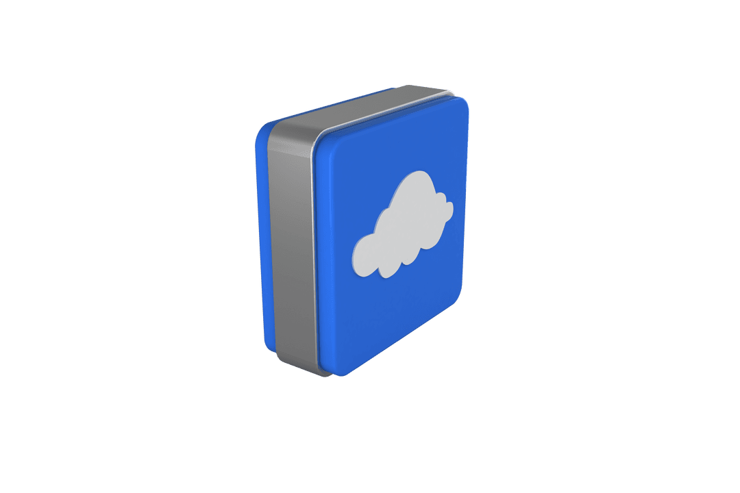 Cloud Icon on Blue Square with Transparent Background