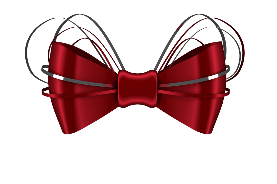 Vibrant Red and Silver Bow Transparent Background Vector