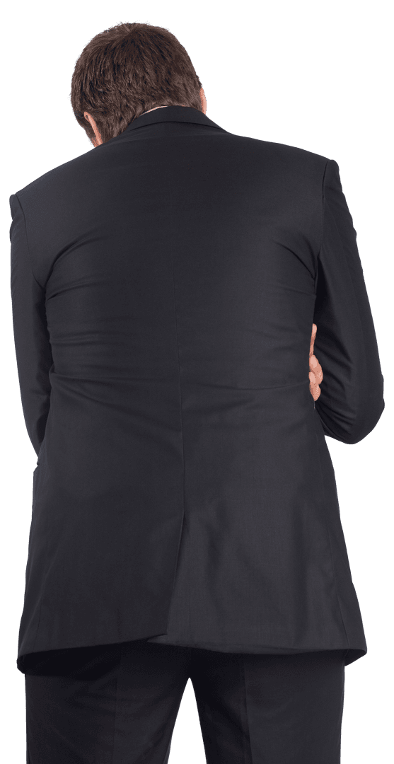 Backview of Businessman in Suit on Transparent Background