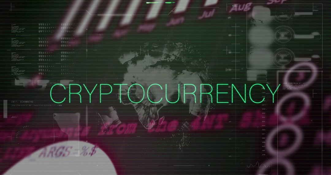 Cryptocurrency and Data Concept with Digital World Background