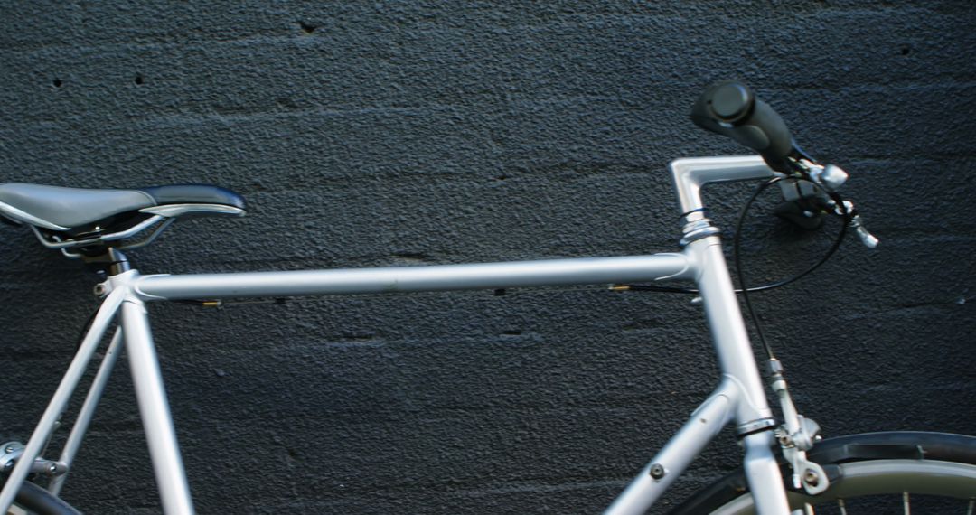 Minimalist Bicycle Parked Against Dark Brick Wall - Free Images, Stock Photos and Pictures on Pikwizard.com