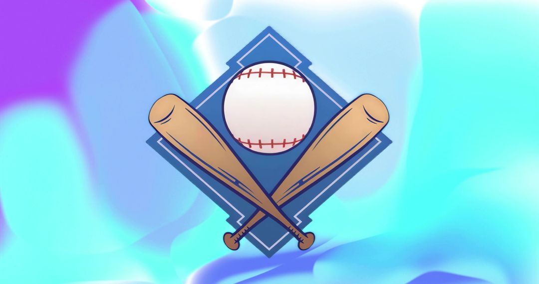 Baseball Emblem with Crossed Bats on Vivid Gradient