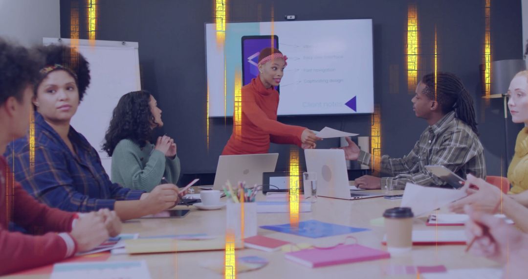 Collaborative Business Meeting with Presentation and Document Exchange