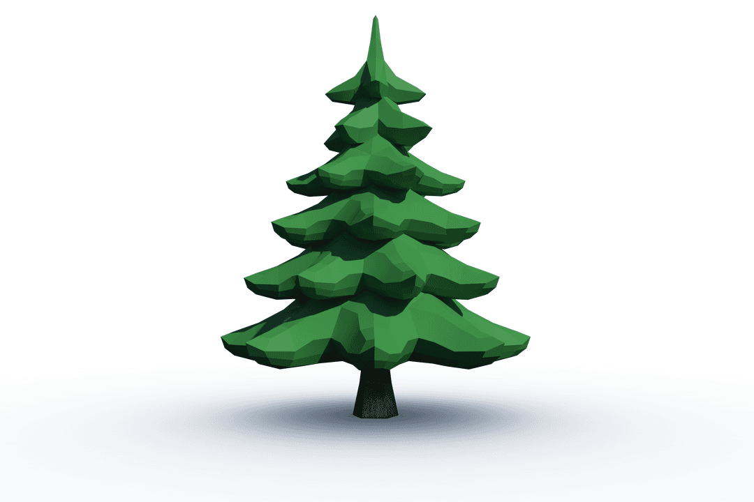 Digital Illustration of Christmas Tree on Transparent Background