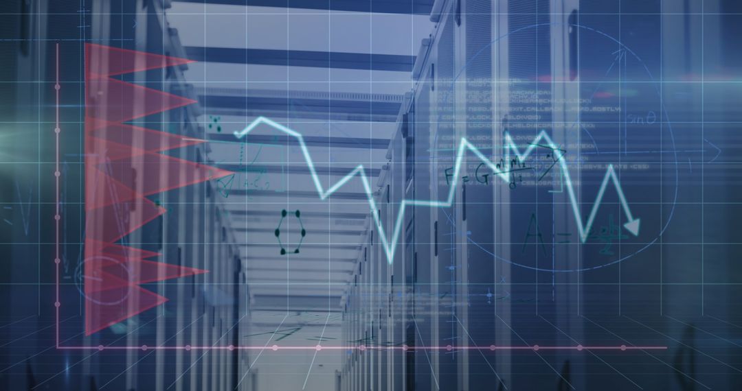 Digital Data Trends Over High-Tech Server Room