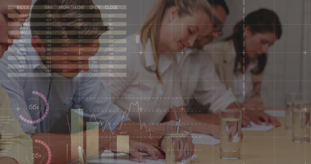 Business Team Analyzing Financial and Statistical Data