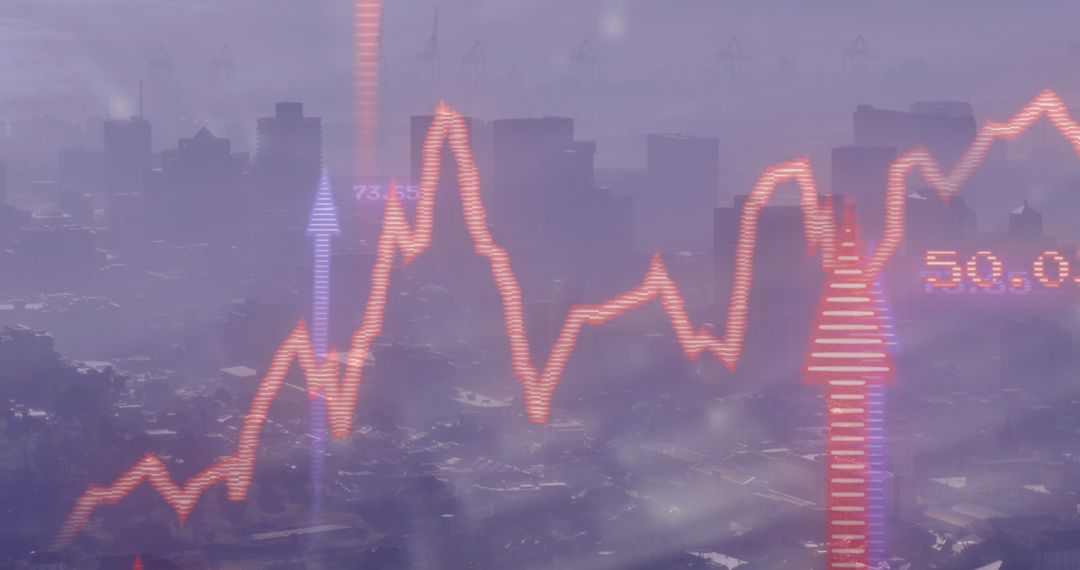 Data Visualization Overlay on Urban Cityscape