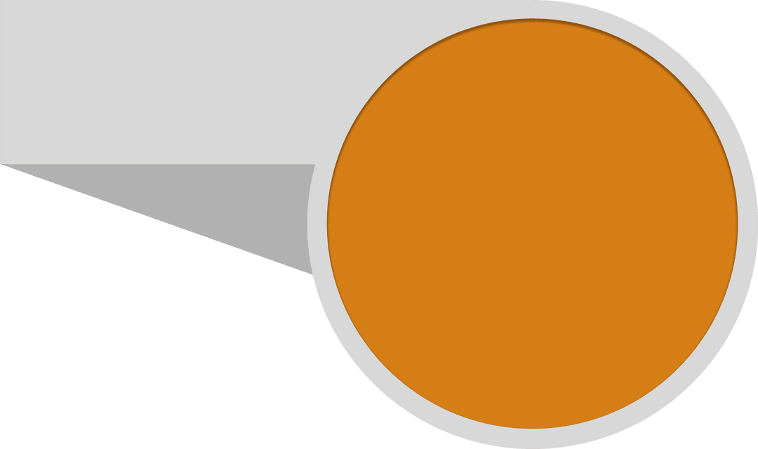 Minimalist Orange Circle with Geometric Grey Shape on Transparent Background