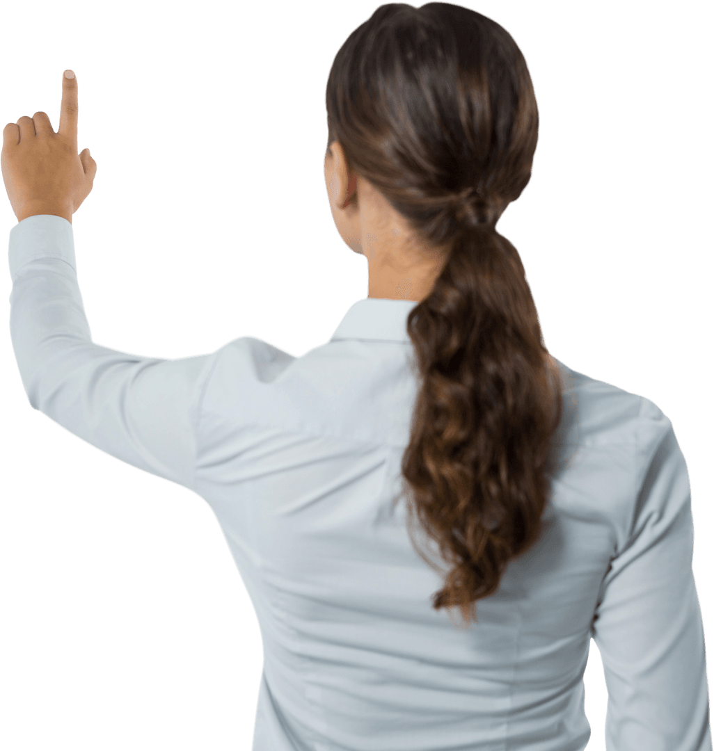 Businesswoman Interacting with Transparent Interface