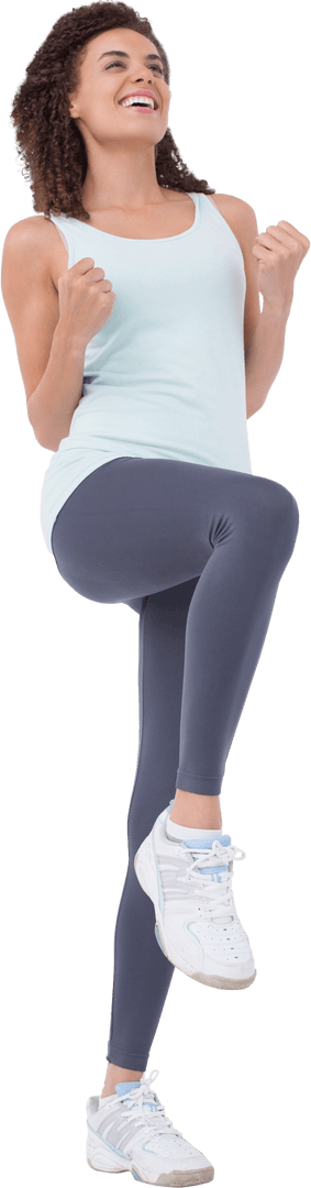 Transparent Background of Fit Woman Doing Aerobic Exercise