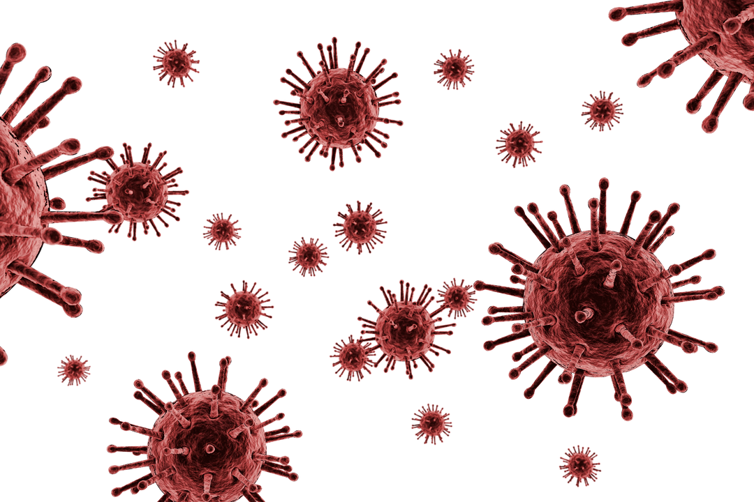 Transparent Floating Red COVID-19 Cells Illustration