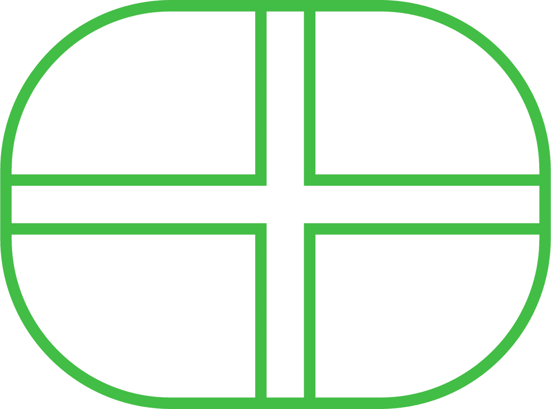 Green Cross within Ellipse on Transparent Background