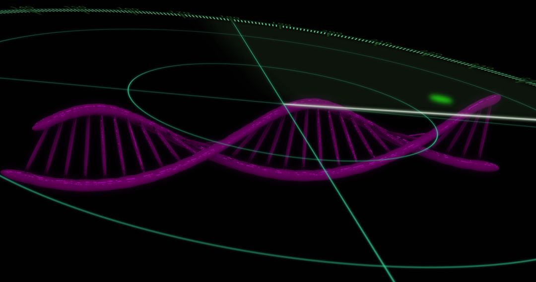 Neon Purple DNA Helix in Futuristic Digital Interface
