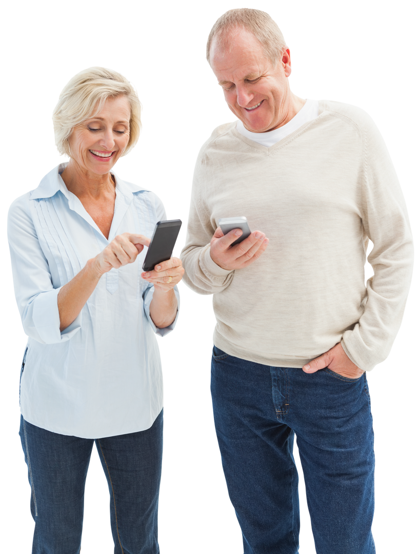 Happy Mature Couple Using Smartphones Transparent Background - Download Free Stock Images Pikwizard.com