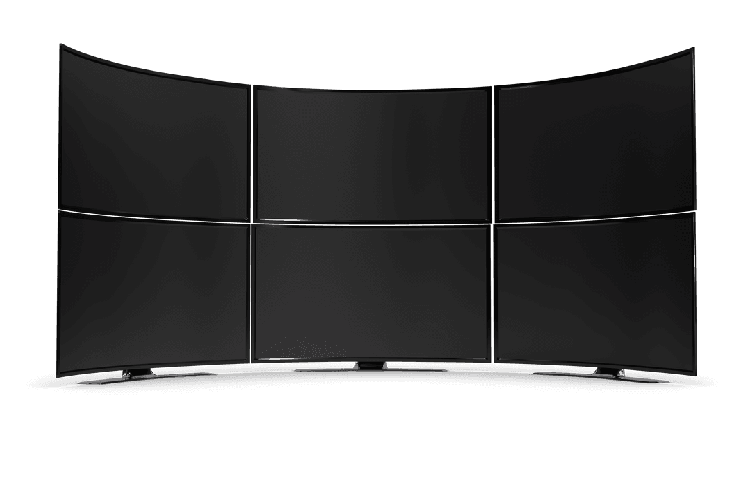 Six Black Screens in Grid on Transparent Background