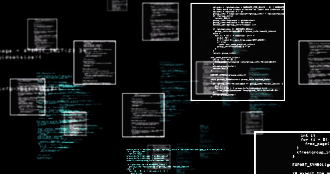 Floating Data Frames on Black Background for Science and Research