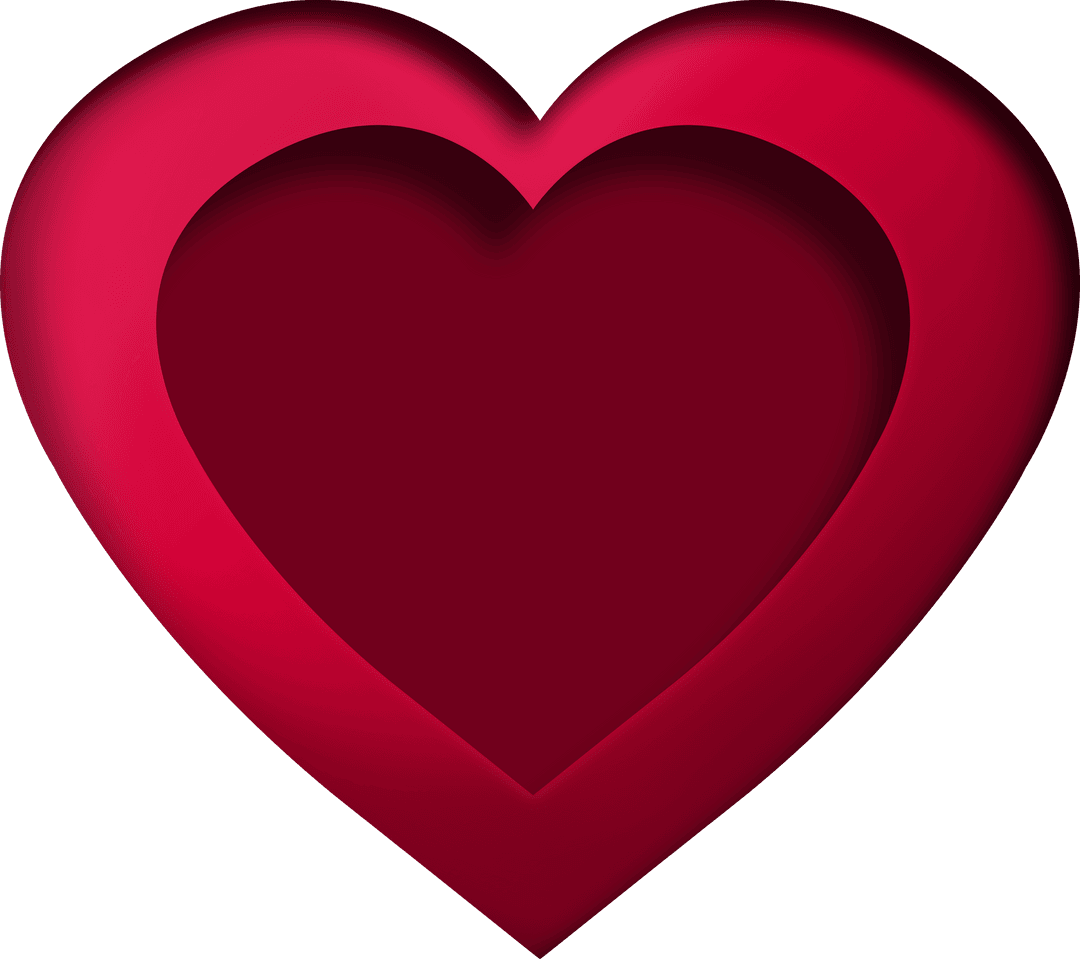 Digital Red Heart with Copy Space on Transparent Background