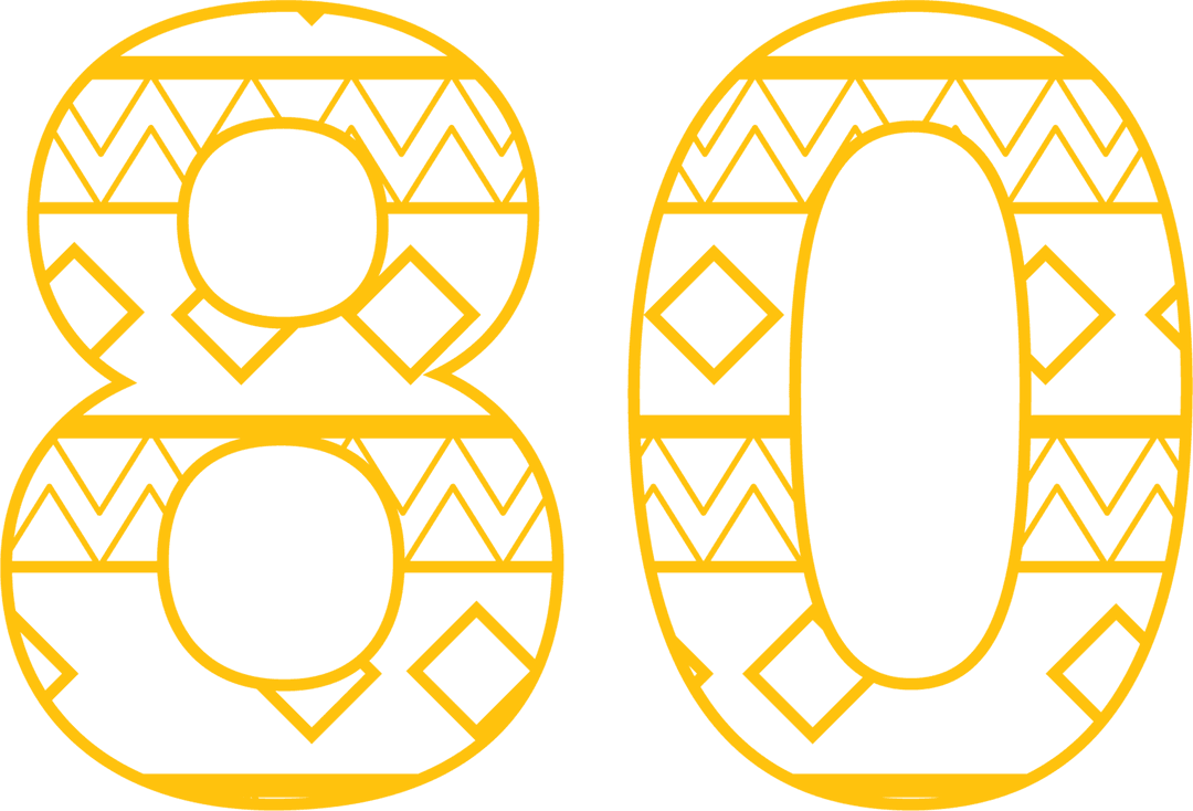 Transparent Patterned Yellow 80 Number for Celebrations