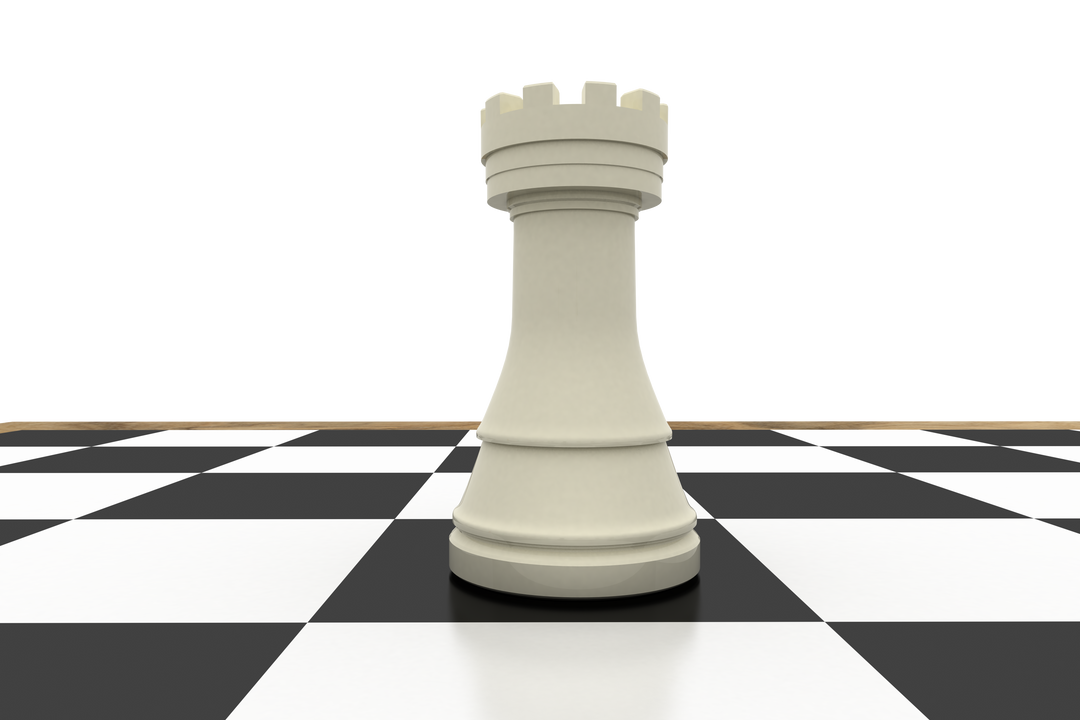 Transparent White Rook on Chess Board 3D Rendering - Download Free Stock Images Pikwizard.com