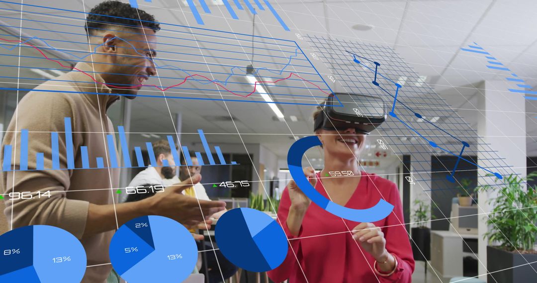 Business Team Analysing Financial Data With Virtual Reality