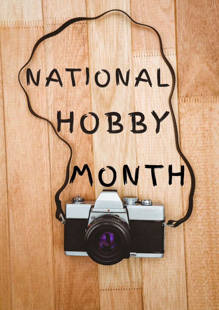 National Hobby Month text with vintage camera on wooden background - Free Images, Stock Photos and Pictures on Pikwizard.com
