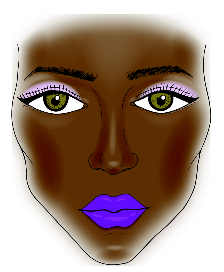 Transparent Illustration of Woman's Face with Bold Makeup Style