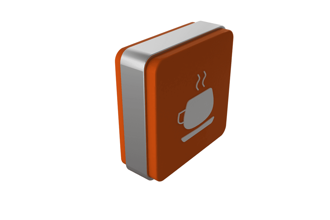 Orange Tablet Icon with Hot Drink Design on Transparent Background