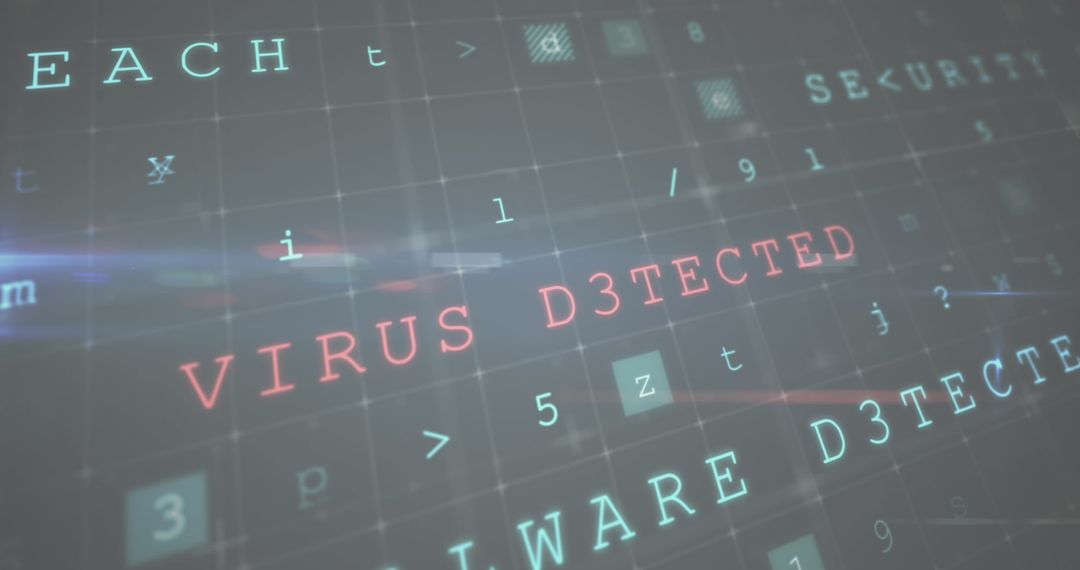 Cybersecurity Alert System Displaying Virus Detected Message
