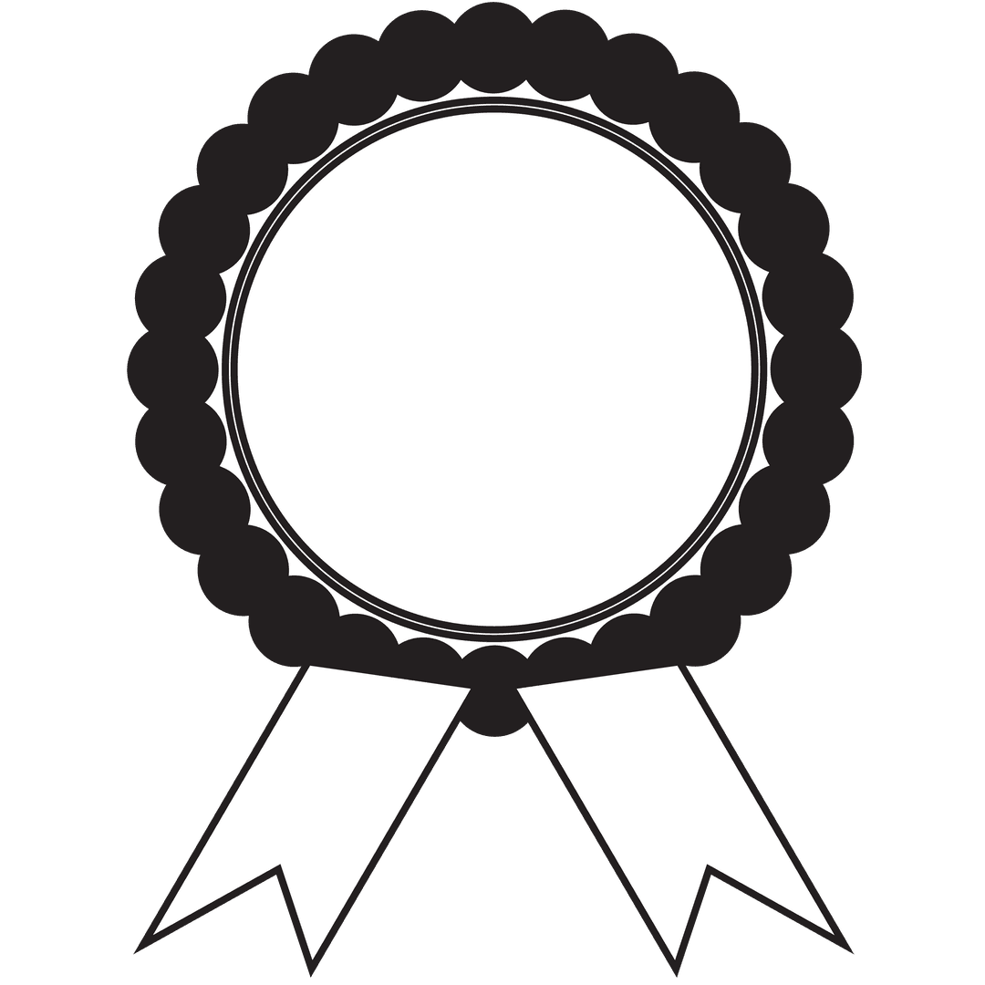 Classic Black and White Badge Illustration with Transparent Background