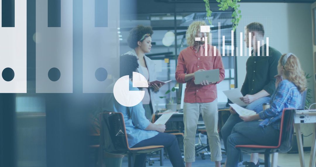 Modern Office Team Collaborating with Digital Analytics