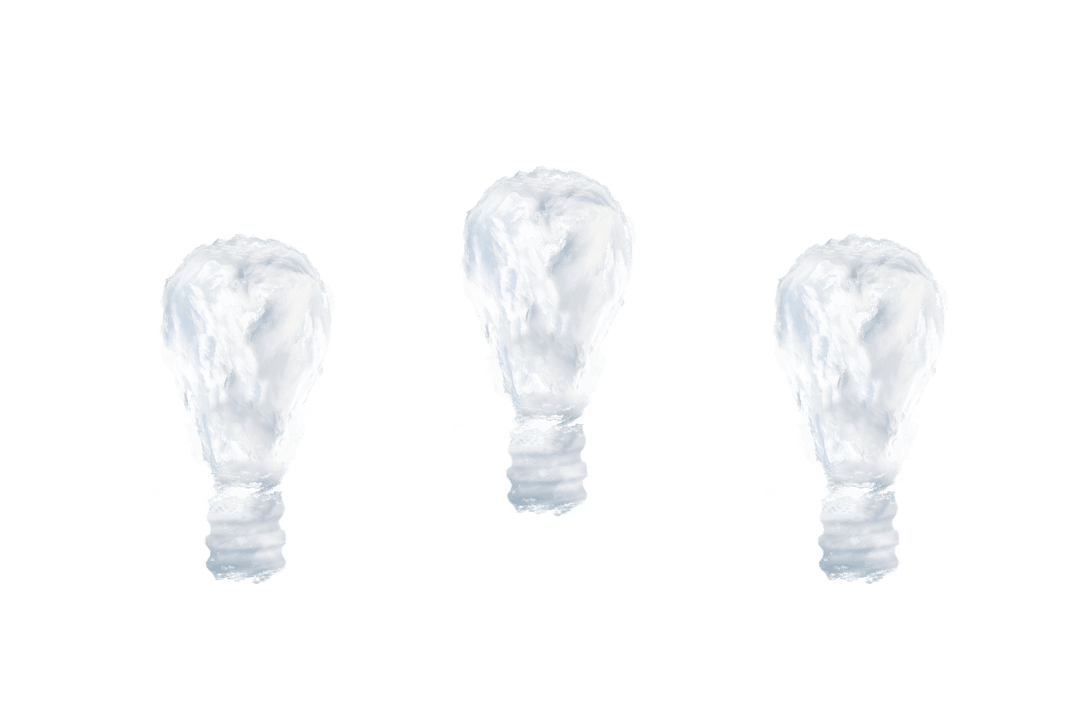 Three White Cloud Bulbs on Transparent Background for Creative Design