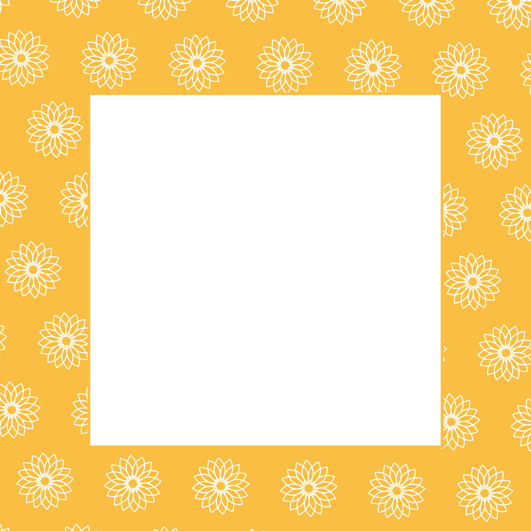 Yellow Frame with Intricate White Pattern on Transparent Background