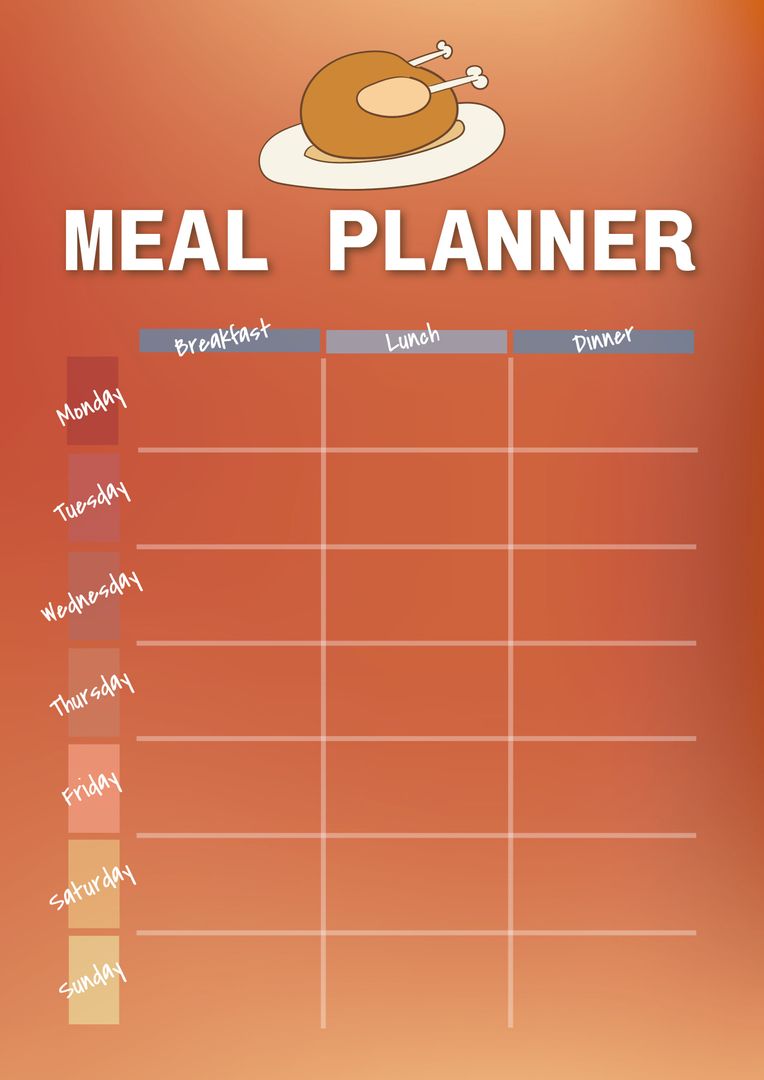 Weekly Meal Planner Template with Space for Meals - Download Free Stock Templates Pikwizard.com