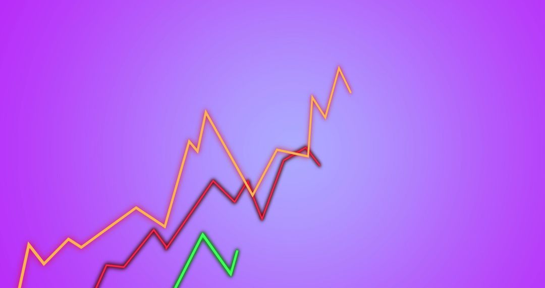 Dynamic Line Graphs Illustrating Data Trends on Purple Background