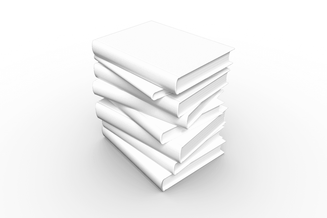 Tower of White Books on Screeping Riduchopes on Transparent Background Vector Art