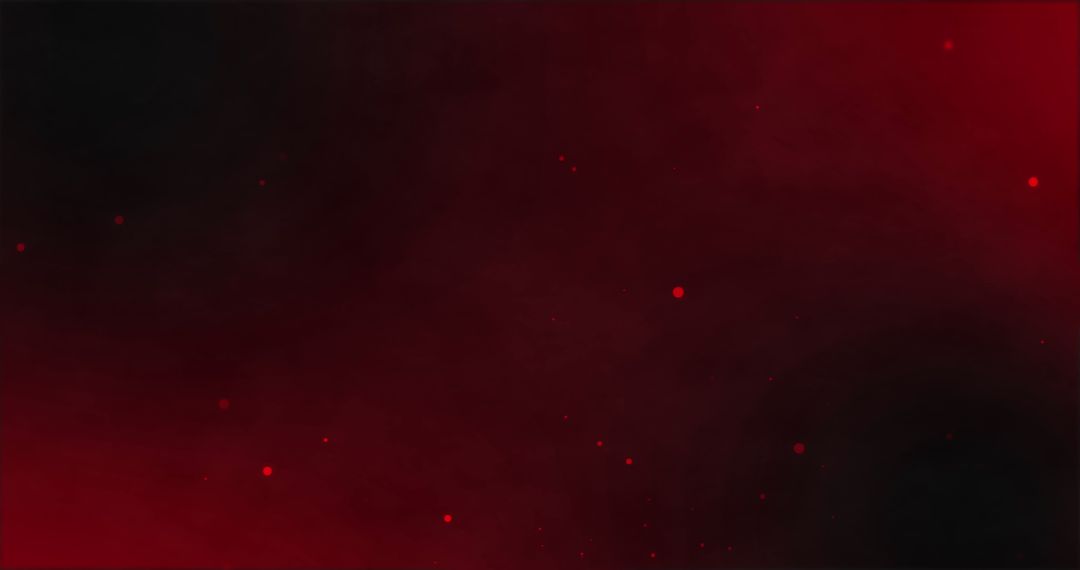 Glowing Red Particles Floating in Dark Atmosphere